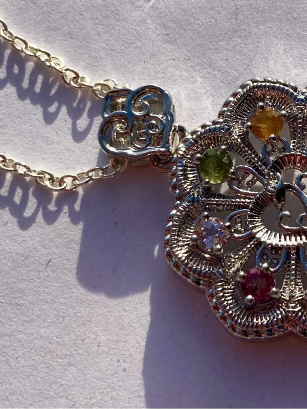 Eight Pointed Gemstone Star Flower Necklace